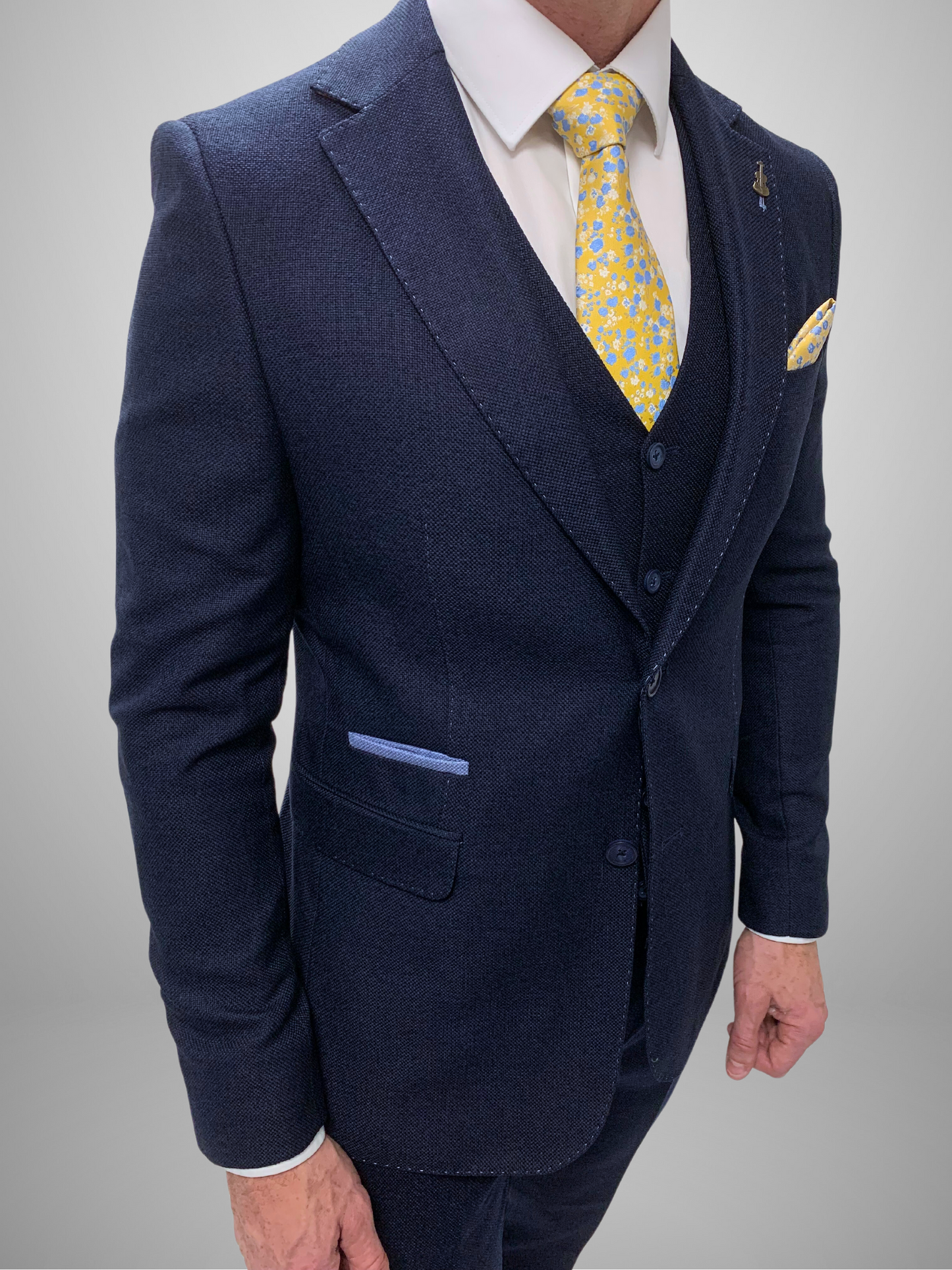 Textured 3pc Suit - Navy