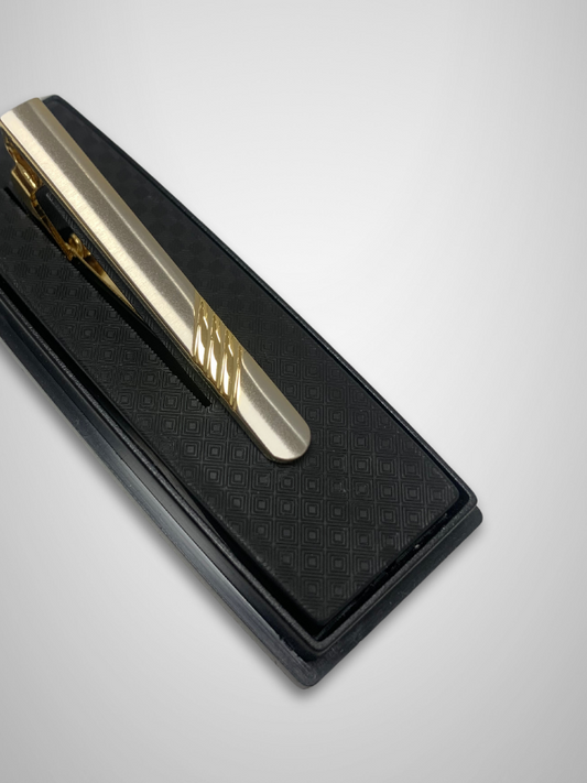 Engraved Pattern Tie Bar - Light Gold