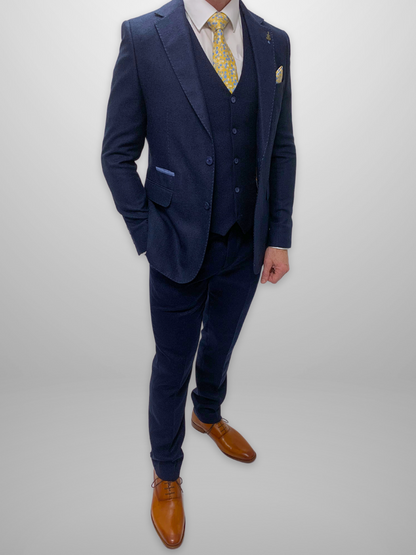 Textured 3pc Suit - Navy