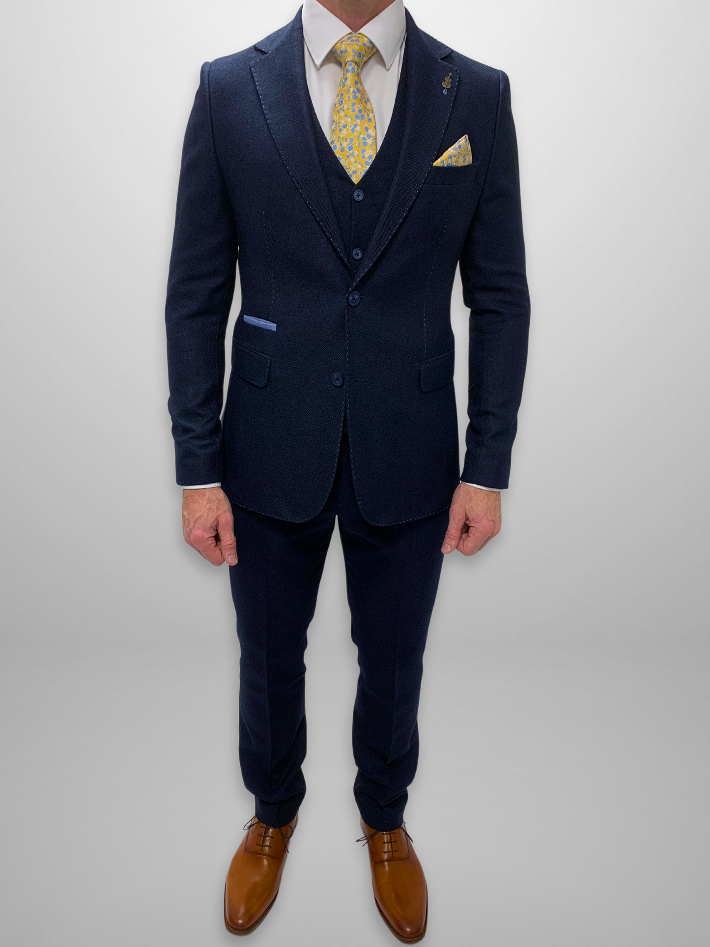 Textured 3pc Suit - Navy