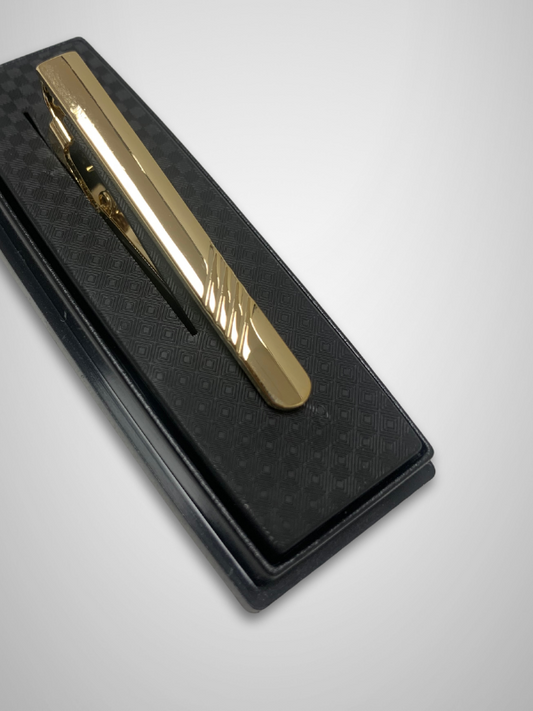 Engraved Pattern Tie Bar - Gold