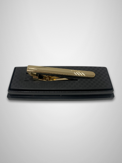 Engraved Pattern Tie Bar - Gold