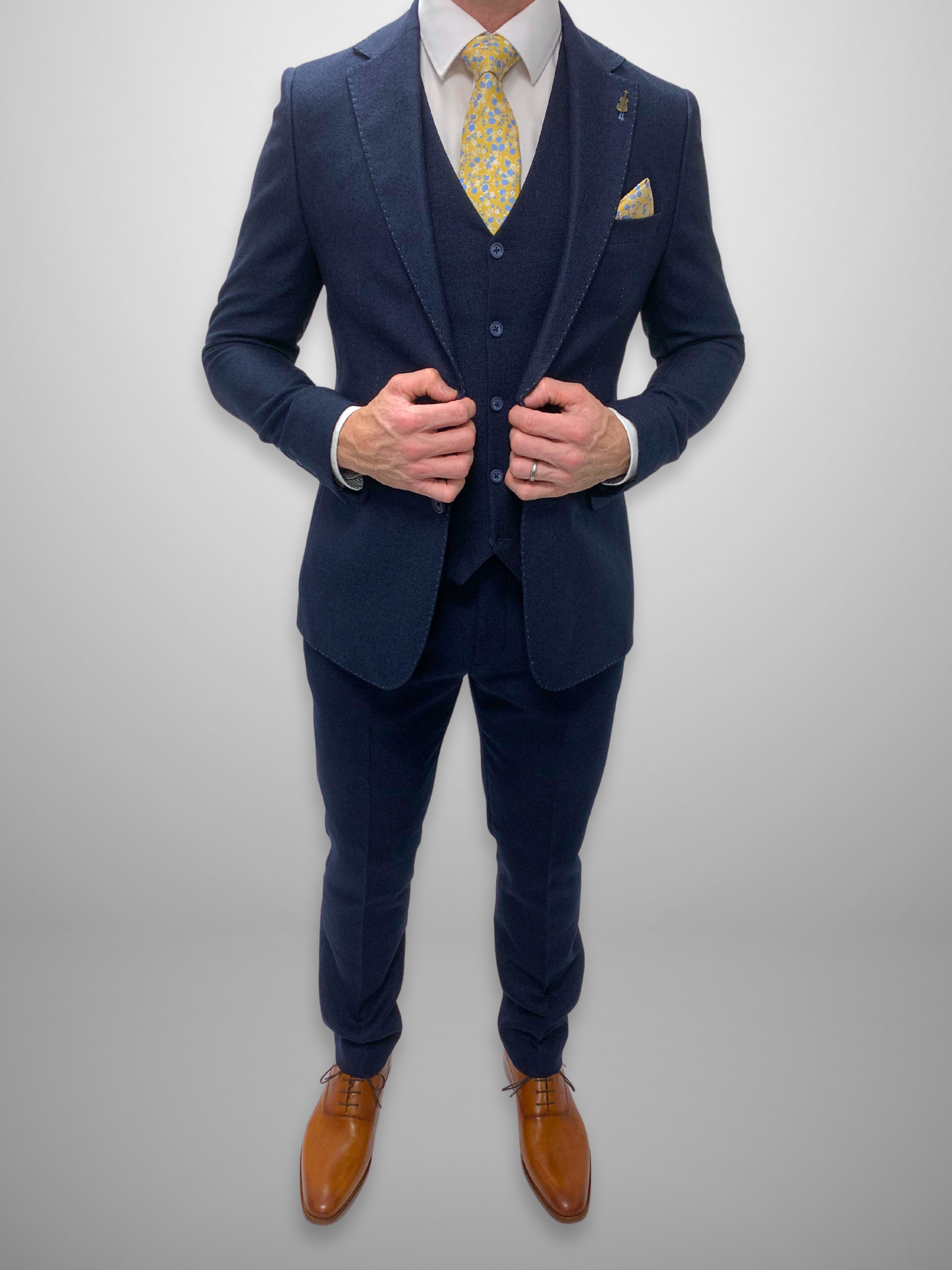 Textured 3pc Suit - Navy