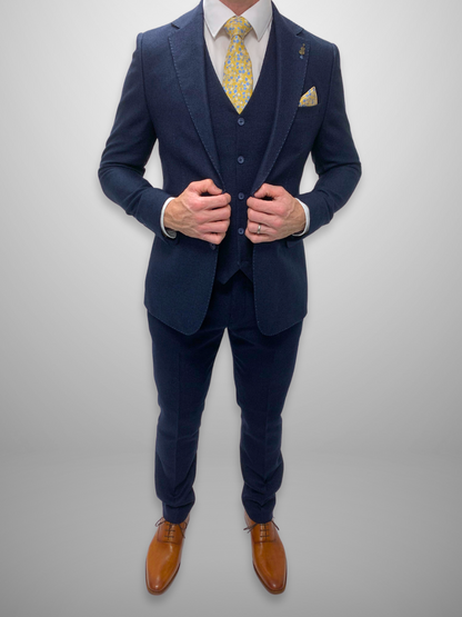 Textured 3pc Suit - Navy