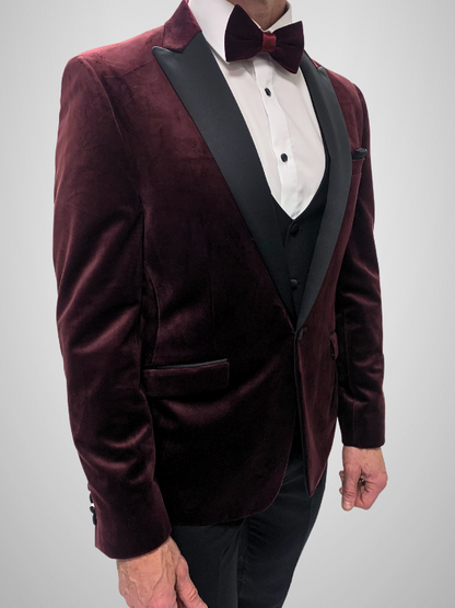 Velvet Tuxedo - Burgundy