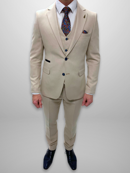 Textured 3pc Suit - Stone