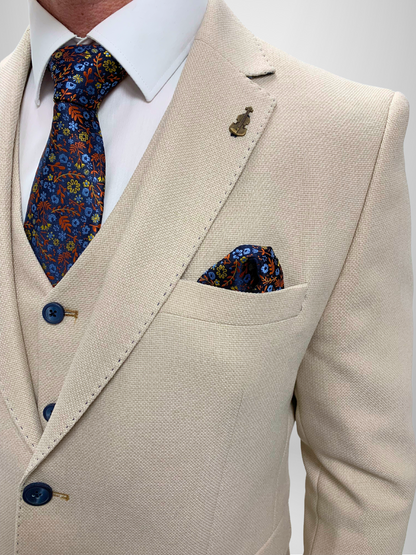 Textured 3pc Suit - Stone