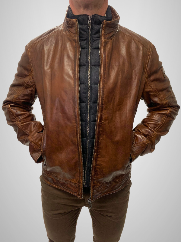 Milestone 2in1 Leather Jacket - Dark Brown