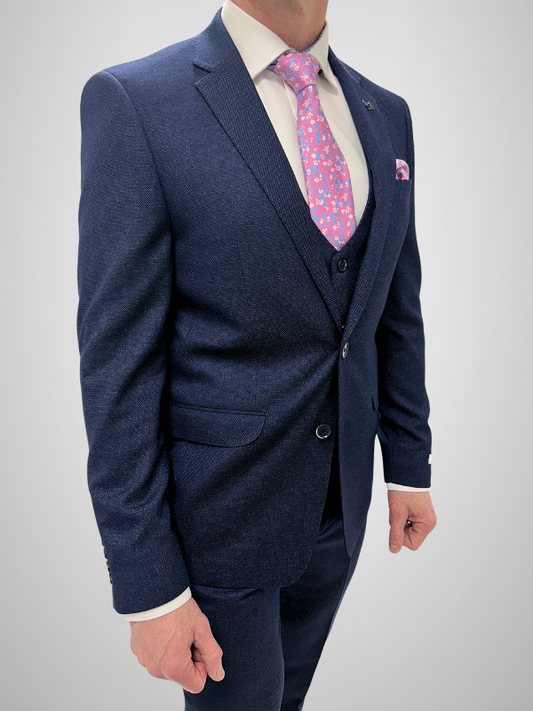 Textured 3pc Suit - Navy