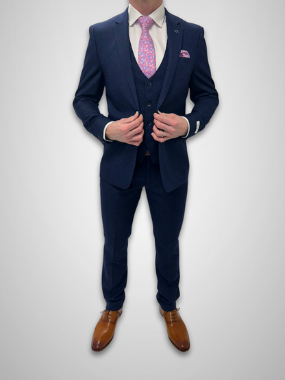 Textured 3pc Suit - Navy