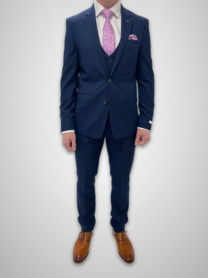 Textured 3pc Suit - Navy