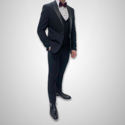 Satin Lapel Tuxedo - Black