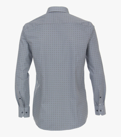 Venti Business Patterned Shirt - Mid Blue