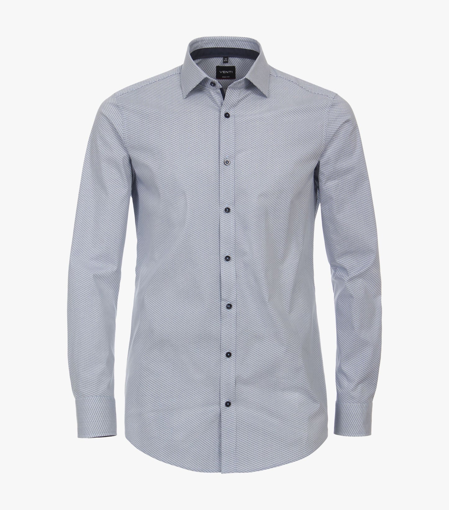 Venti Business Patterned Shirt - Mid Blue