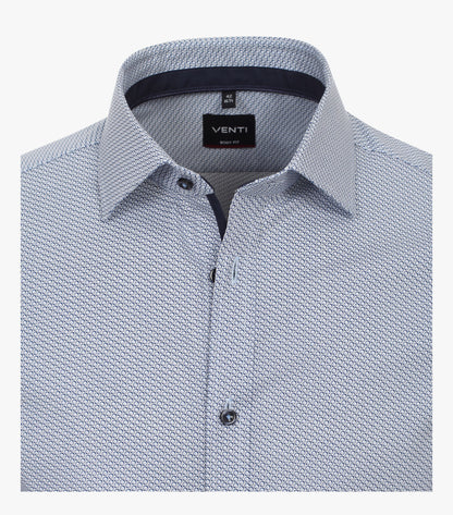 Venti Business Patterned Shirt - Mid Blue