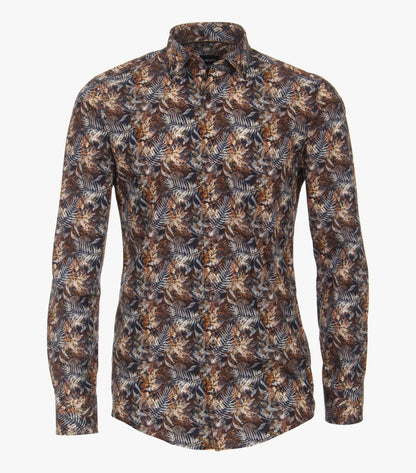 Venti Business Patterned Shirt - Brown