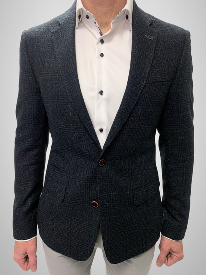 White Label Jasper Checked Wool Blazer - Dark Navy & Green