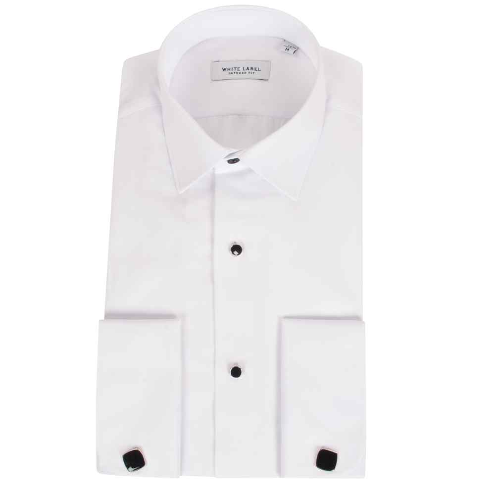 White Label Lux Tapered Tuxedo Formal Shirt - White