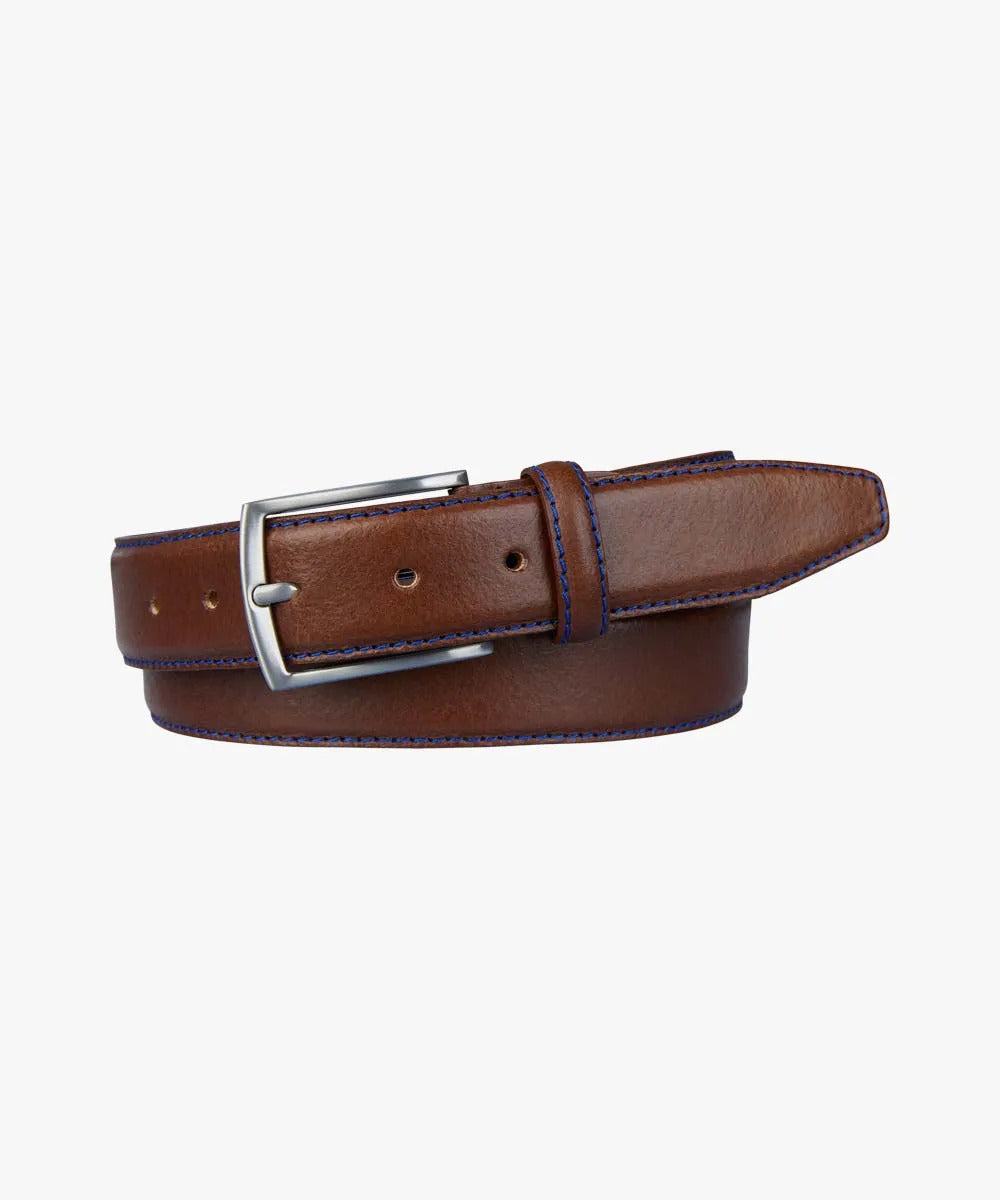 Profuomo Contrast Stitch Belt - Cognac