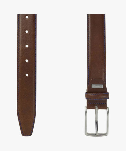 Profuomo Contrast Stitch Belt - Cognac