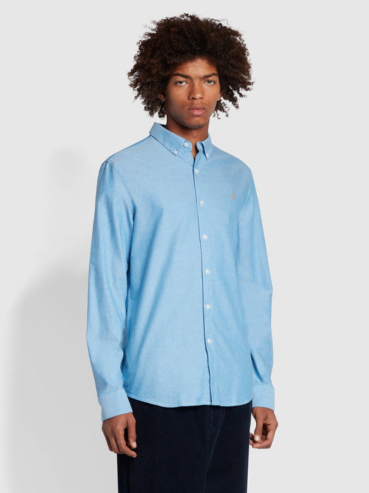 Farah Brewer Long Sleeves BD Shirt - Mid Blue