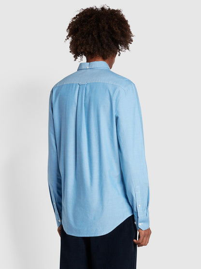 Farah Brewer Long Sleeves BD Shirt - Mid Blue