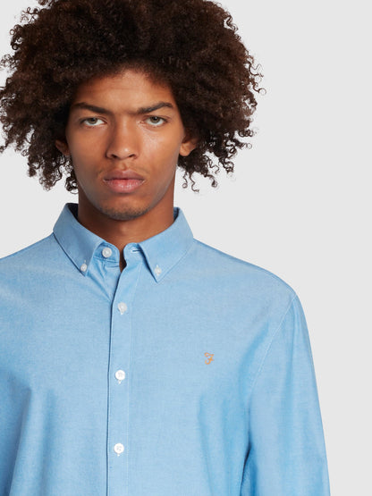 Farah Brewer Long Sleeves BD Shirt - Mid Blue