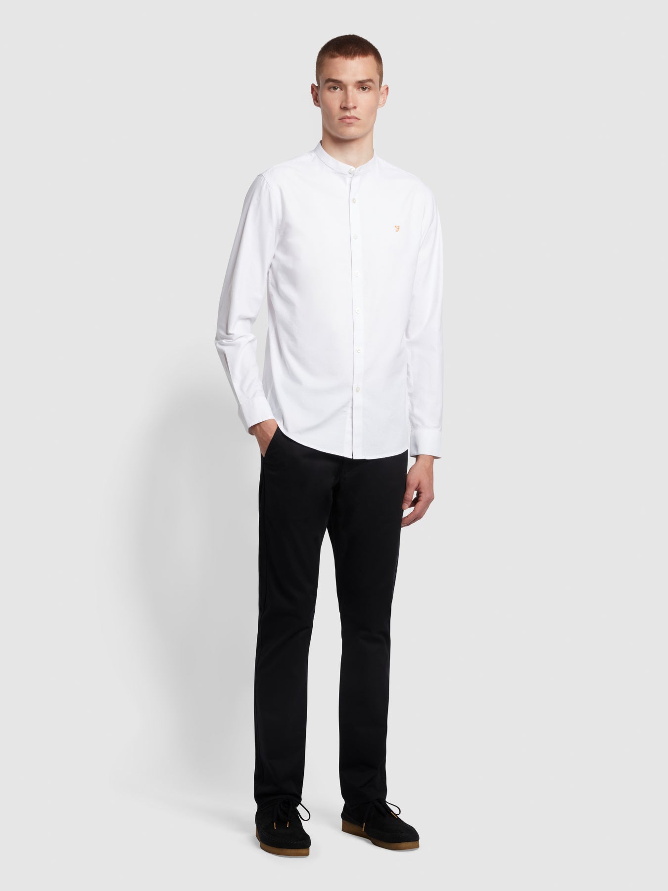 Farah Brewer Long Sleeves Grandad Shirt - White