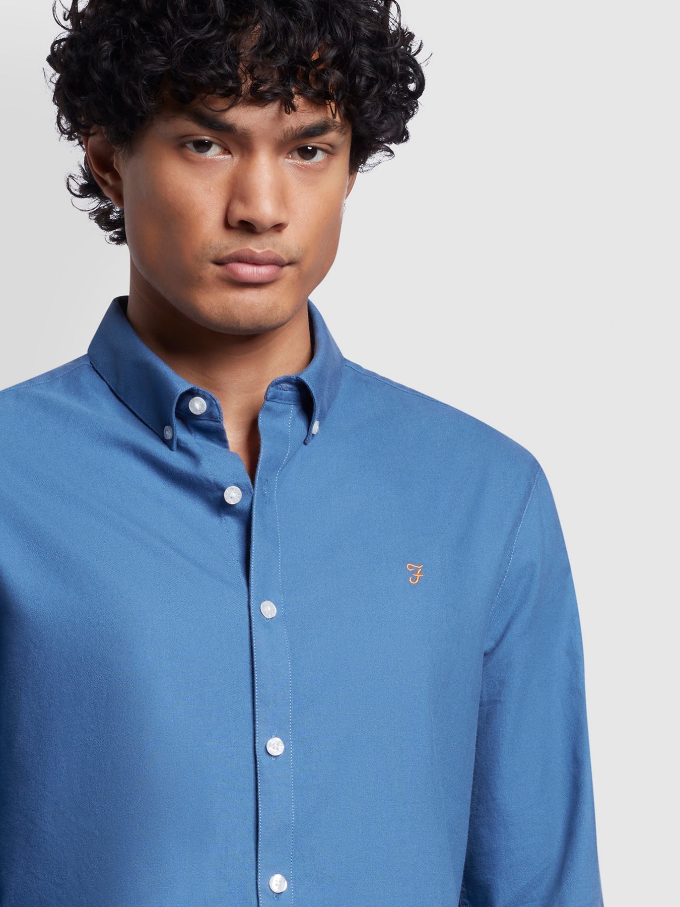 Farah Brewer Long Sleeves BD Shirt - Caribbean Blue