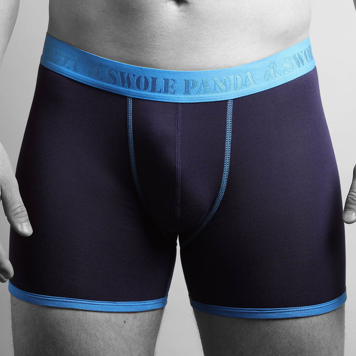 Swole Panda Fitted Bamboo Boxers - NAVY / BLUE BAND