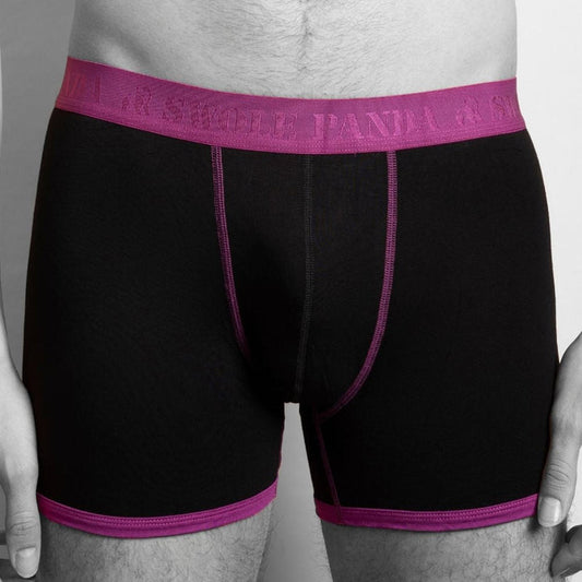 Swole Panda Fitted Bamboo Boxers - Navy/Purple Band