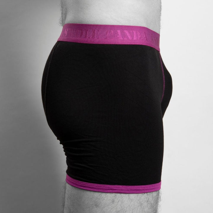 Swole Panda Fitted Bamboo Boxers - Navy/Purple Band