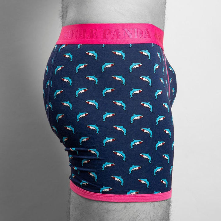 Swole Panda Patterned Bamboo Boxers - Sharks