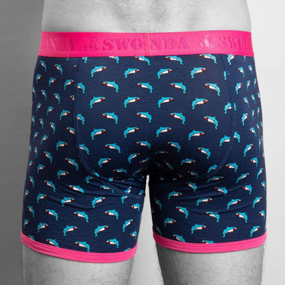 Swole Panda Patterned Bamboo Boxers - Sharks