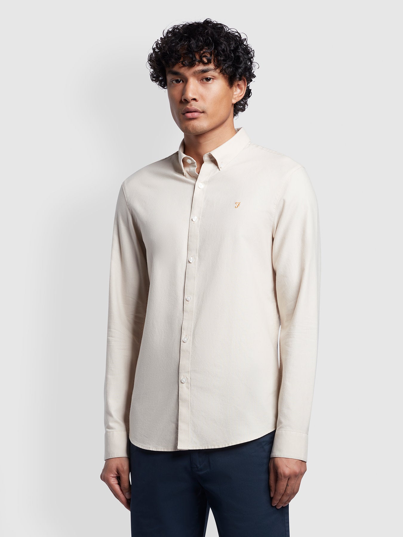 Farah Brewer Long Sleeves BD Shirt - Fog